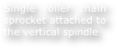 Single roller chain sprocket attached to the vertical spindle